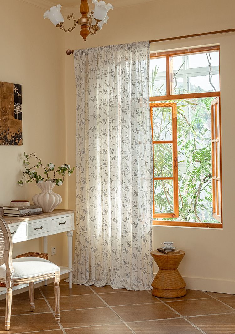 Curtains Printed Hollow Semi Light Blocking Cotton And Linen Fabric Curtains Bedroom Living Room Balcony Curtains_voghion.com