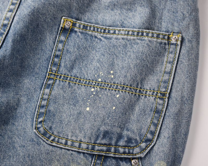 Men's Clothing high street style ink splashed modified patch stitching washed hole flared jeans_voghion.com