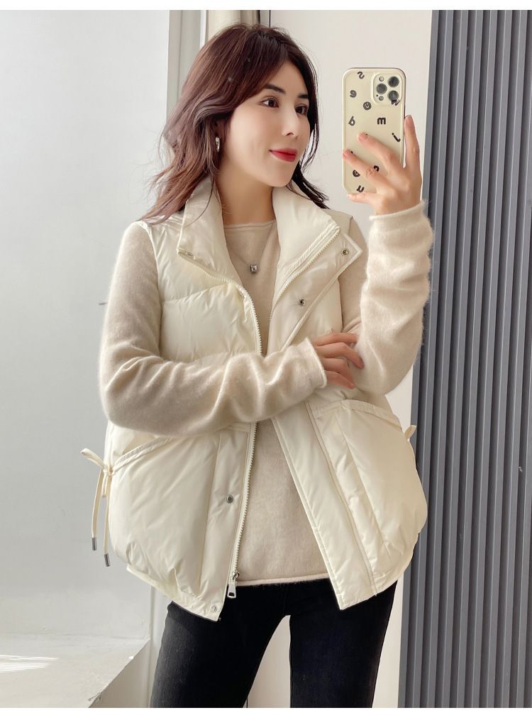 Gilet matelassé pour femme – Motif 3D et col montant zippé (Indispensable pour superposer les vêtements d'hiver légers)_voghion.com