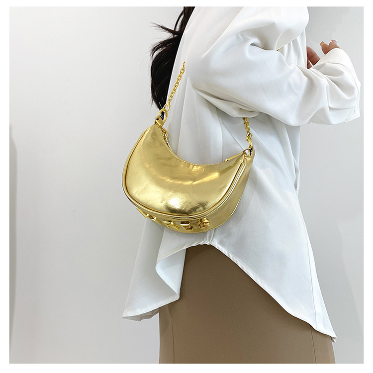 French Semicircular Niche Design Handbag for Women 2024 New High-end Mirror Chain Shoulder Bag Versatile Crossbody Bag_voghion.com