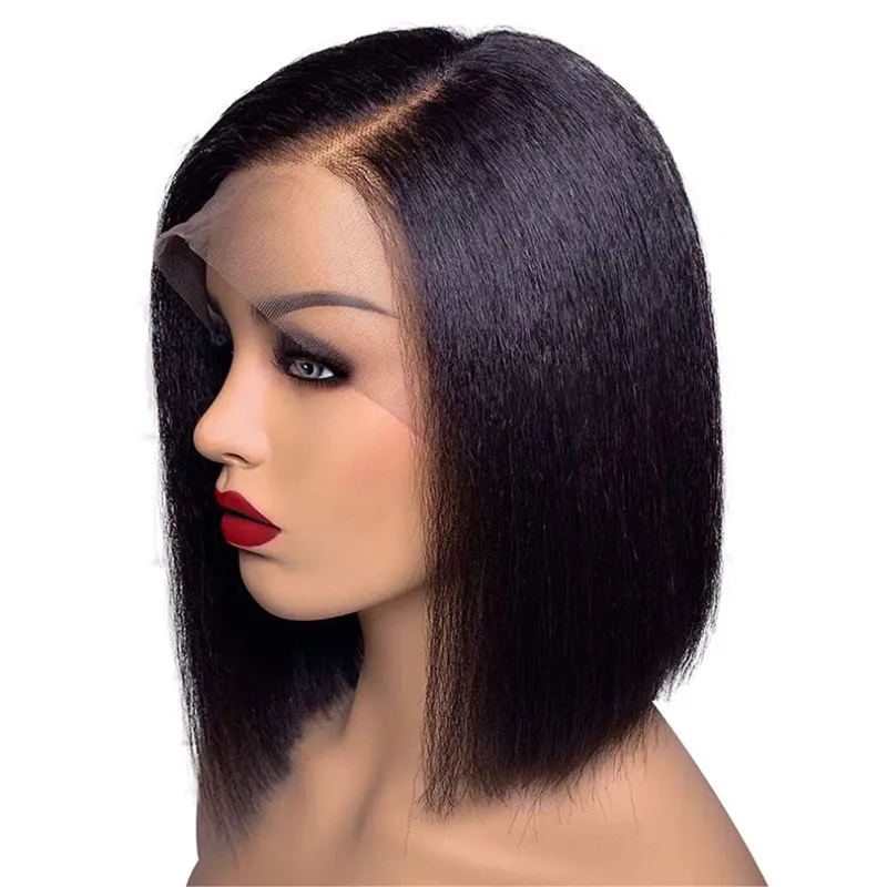 Yaki Bob Seidebasis Vollspëtz Perück lénksen Deel ouni Klebstoff Kuerz Bob Seid Top Vollspëtz Mënschenhoer Perücken 10A Topqualitéit Virgin Hoer_voghion.com
