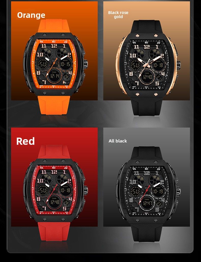 Montre homme Sanda Live électronique numérique multifonction tendance en silicone étanche avec réveil, best-seller_voghion.com