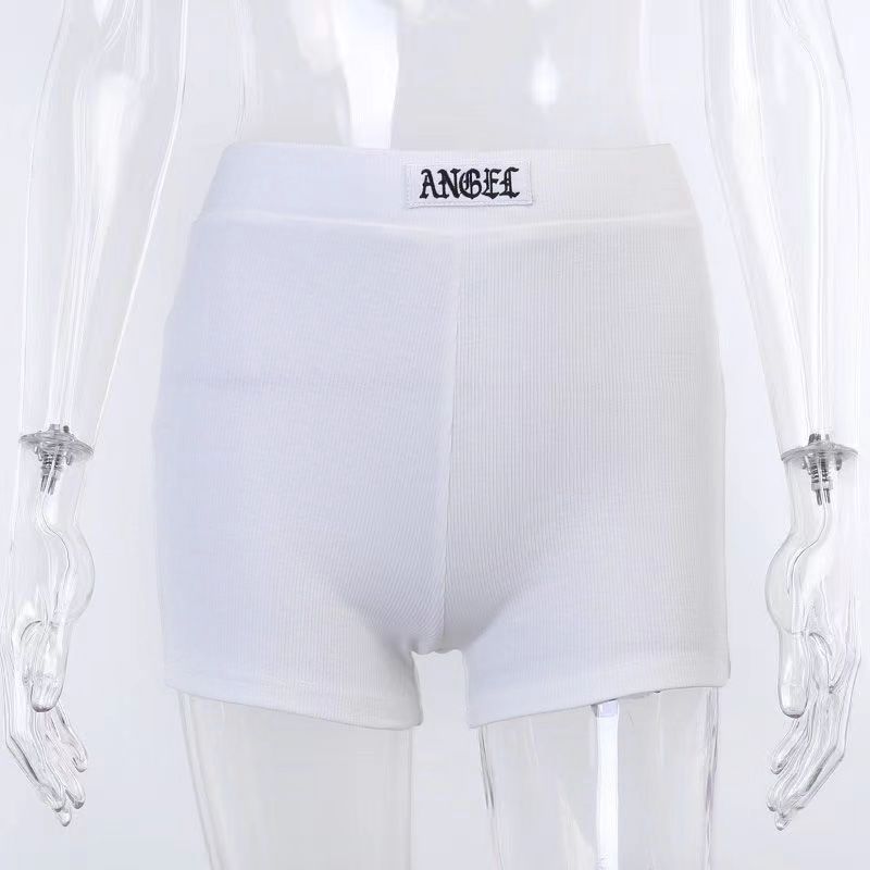 Ensemble haut court et short côtelés tendance pour femme – Tenue streetwear sexy en blanc et noir (XS/S/M/L)_voghion.com