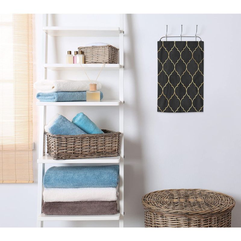 Black And Gold Moroccan Geometric Glitter Line Beach Towel Microfiber Adult Seaside Bath Towel Sports Towel_voghion.com