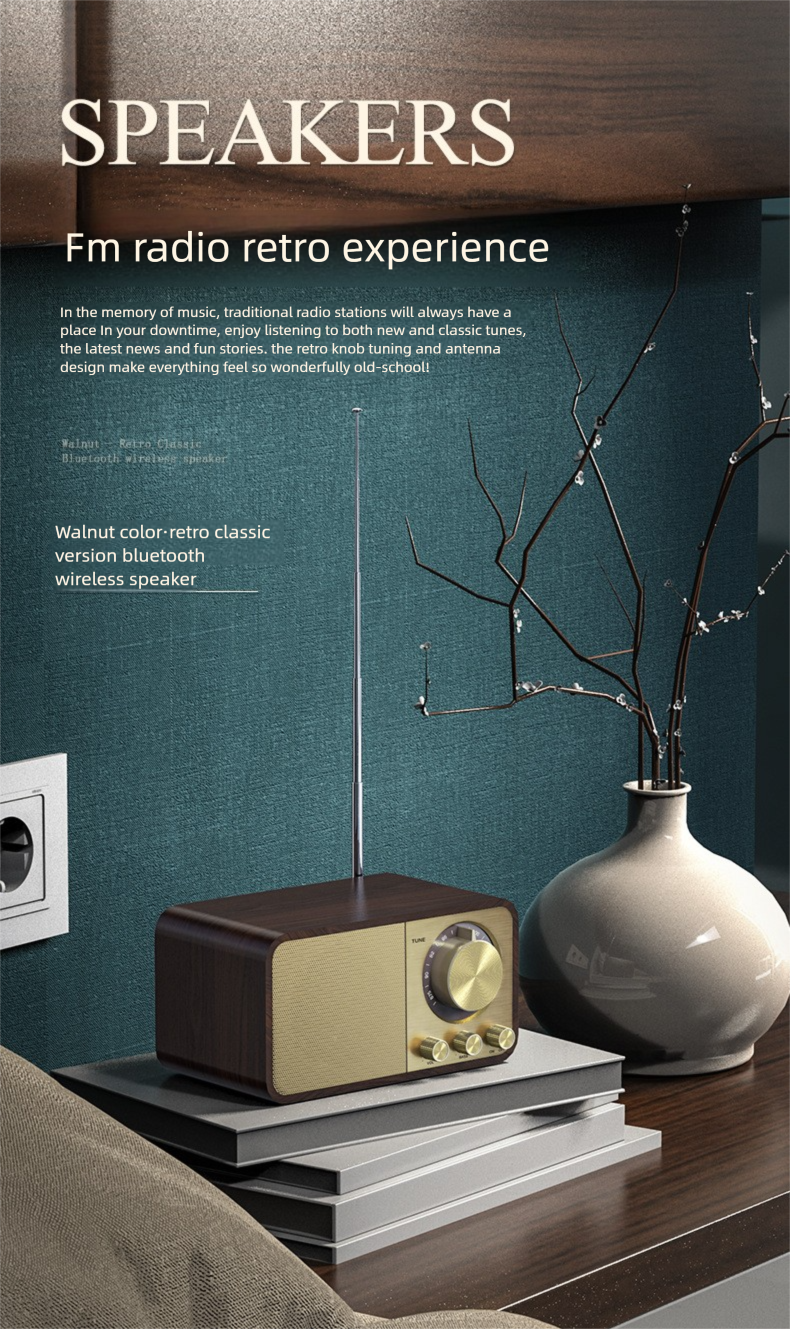New JY66 Bluetooth Wooden Classical Home Radio Subwoofer Card Slot Small Speaker_voghion.com