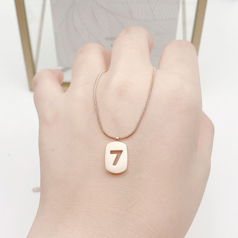 Niche Design New Lucky Number 7 Titanium Steel Necklace Instagram Cool Wind Collar Chain Women's Pendant Net Red Tide_voghion.com
