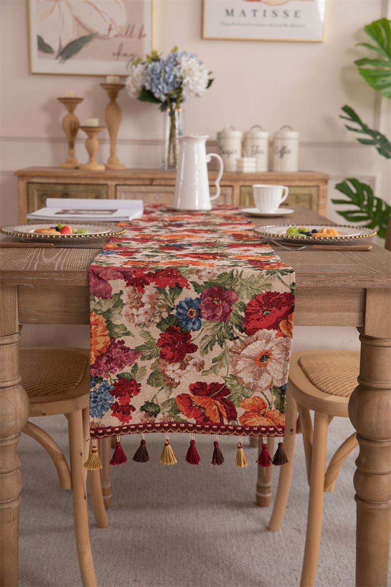 Nuovo copritavolo da caffè in stile americano con nappa in jacquard di poliestere, copriletto e copriletto_voghion.com