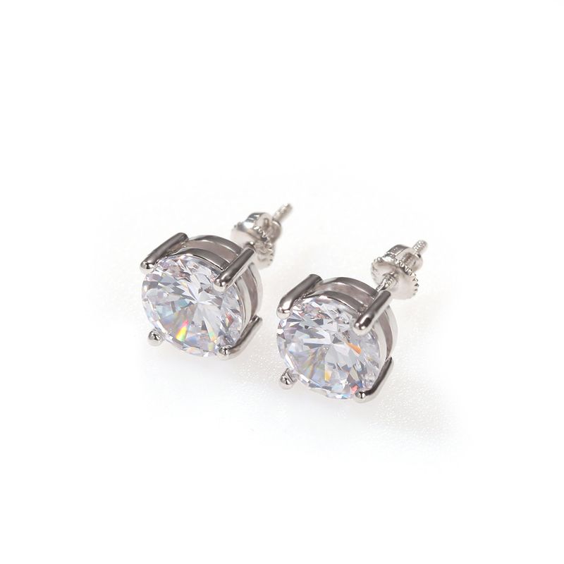 Orecchini Hip Hop classici da donna con grandi zirconi rotondi in argento 925 e orecchini alla moda con ago_voghion.com