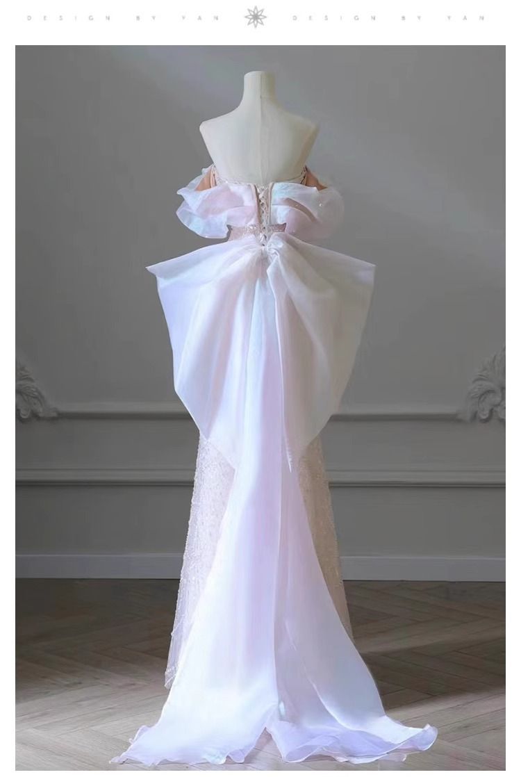 Elegant Off-Shoulder Evening Gown With Lace Detailing – Perfect For Weddings, Banquets & Special Occasions_voghion.com