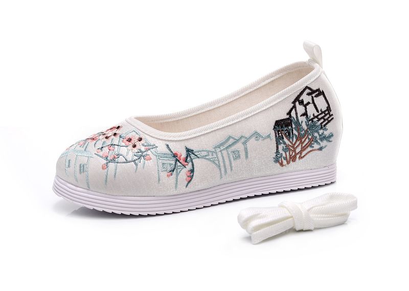 Scarpe da ballo da donna, punta tonda, stile Hanfu, primavera e autunno, costume antico in stoffa ricamata per studenti, spettacolo teatrale,_voghion.com