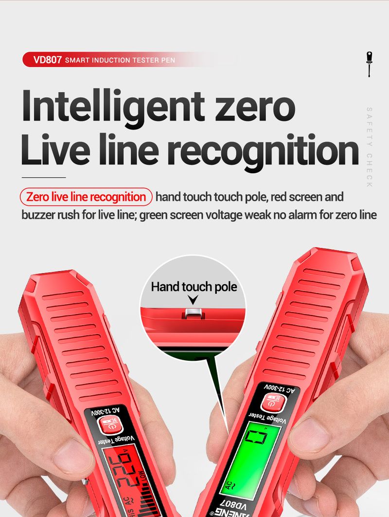 ANENG VD807 Smart Induction Tester Pen AC 12-300V Voltage Tester NCV Sensor Wire Detector 50/60Hz Professional Electrician Tool_voghion.com