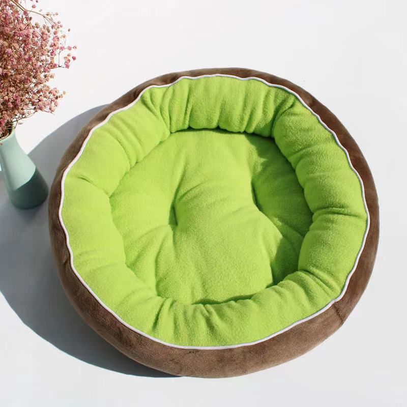 Suede Round Dog Warm Cat Detachable Pet Bed_voghion.com