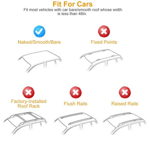 47.24in Universal Top Roof Rack Cross Bar Cargo Carrier Aluminum Crossbar Rack With 165LBS Capacity Fit For Most Vehicle Wagon Car Without Roof Side_voghion.com
