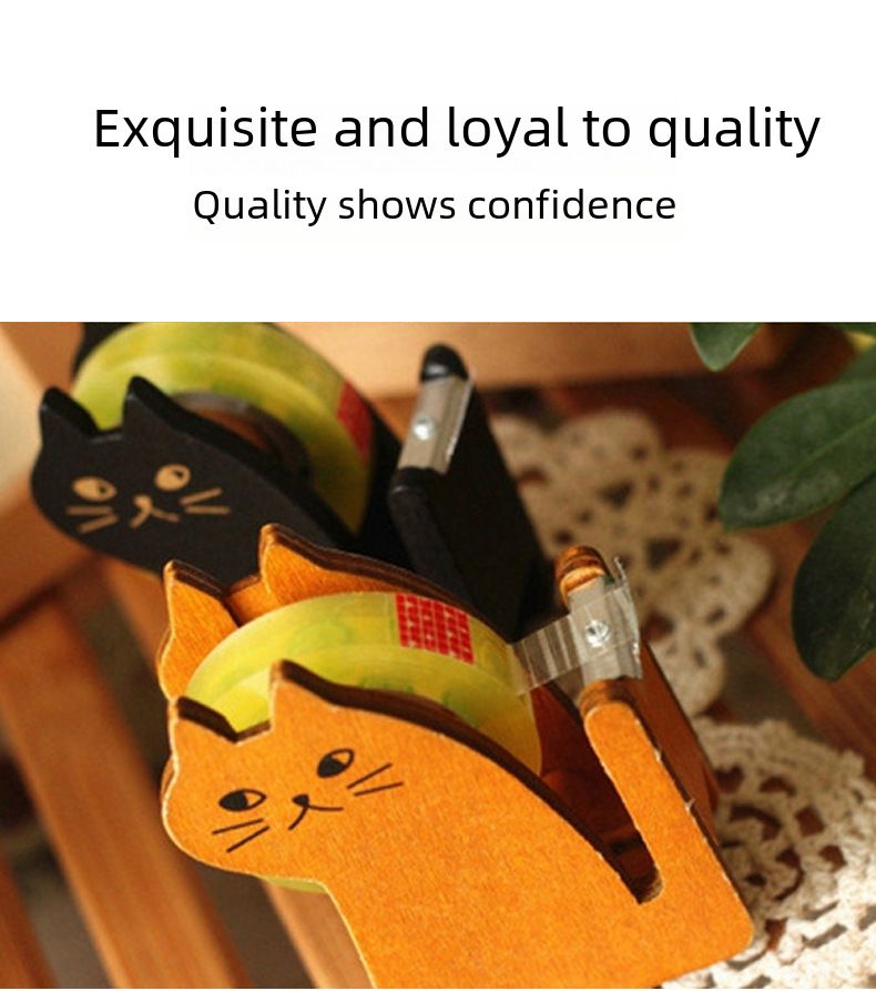 New cute cat rack new Miranda zakka cat tape holder retro wooden tape holder factory wholesale_voghion.com