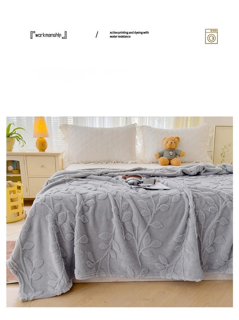 2025 New Fortune Tree Velvet Solid Color Jacquard Multi-Functional Throw Nap Air Conditioning Blanket_voghion.com