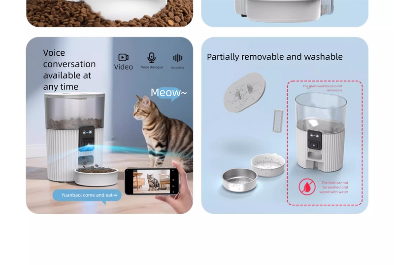 Comedero automático para perros y gatos con intercomunicador de voz con control remoto y temporizador cuantitativo_voghion.com