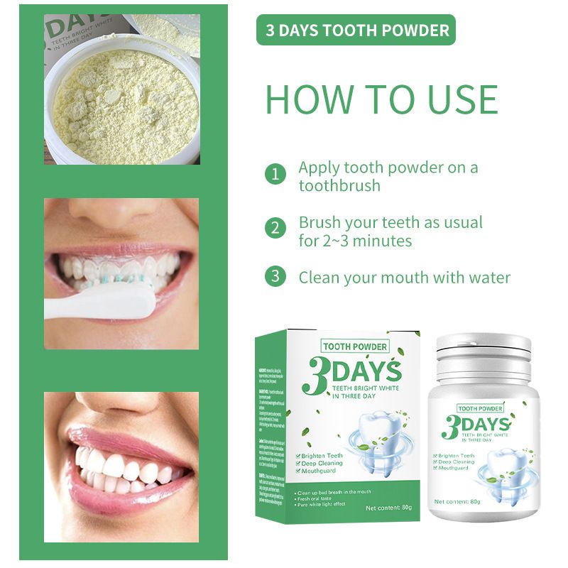 Fresh Tooth Powder, Whitening Gum Protection, Gentle Breath Freshening, Removes Stains And Brightens Teeth, Mint_voghion.com