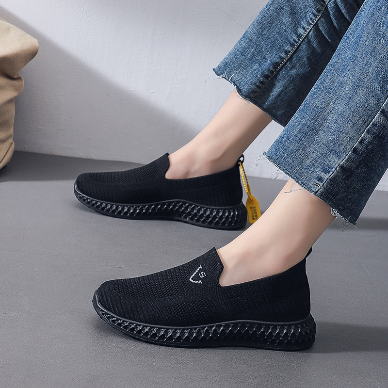 Lässige Damen-Loafer, Slip-on-Mesh-Low-Top-Schuhe, flache Strick-Mesh-Schuhe für Damen, leicht_voghion.com