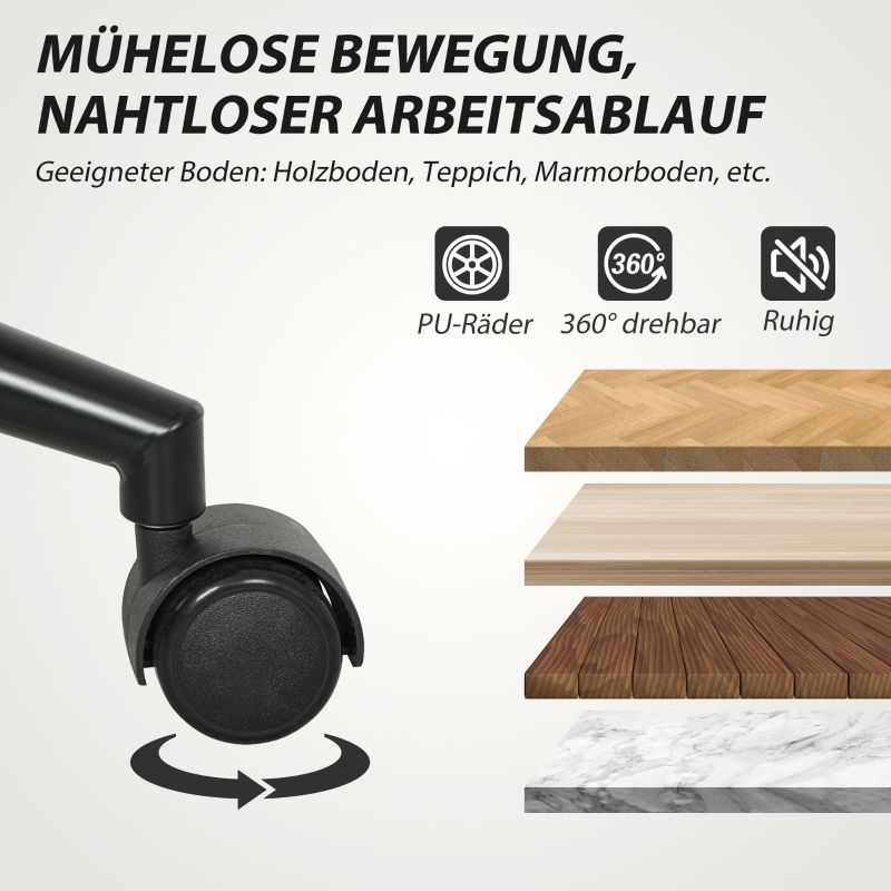 Bürostuhl Mit Stoffbezug, Armlehne, 5 Räder, Drehbar, Cremeweiß_voghion.com