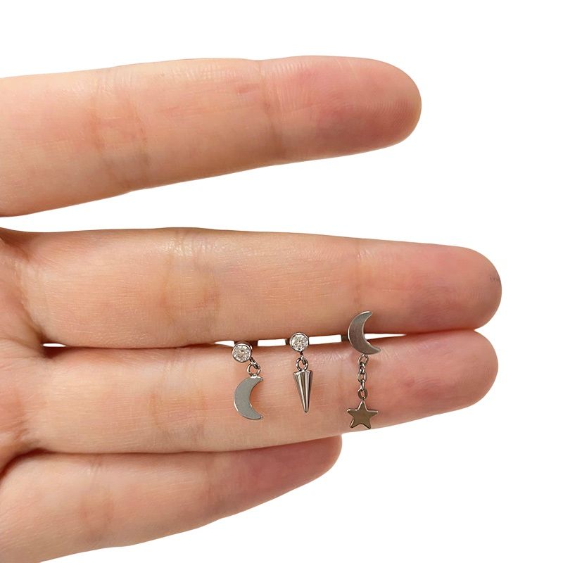 Catena pendente in titanio G23, orecchini garofano Fianit, labbra superiori, pelle sintetica, gioielli per piercing_voghion.com