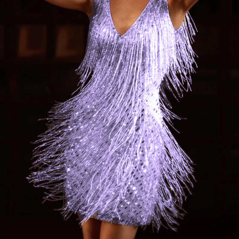 Îmbrăcăminte pentru femei Noi femei sexy, în V adânc, fără mâneci, fustă creion, cu franjuri, rochie elegantă, rochie de mireasă, rochie de bal_voghion.com