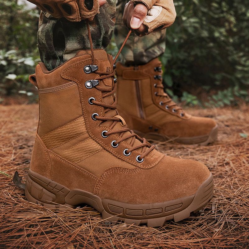 Bottes tactiques montantes pour hommes, bottes de combat militaires pour randonnée en plein air, camping, pêche, bottes du désert légères et durables avec support de cheville_voghion.com
