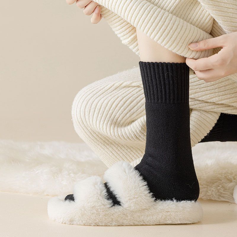 Wintersocken aus Schurwolle für Damen, dicke Frotteesocken, dicke Handtuchsocken, lange Schlauchsocken, warme Herrensocken, gebürstete Socken_voghion.com