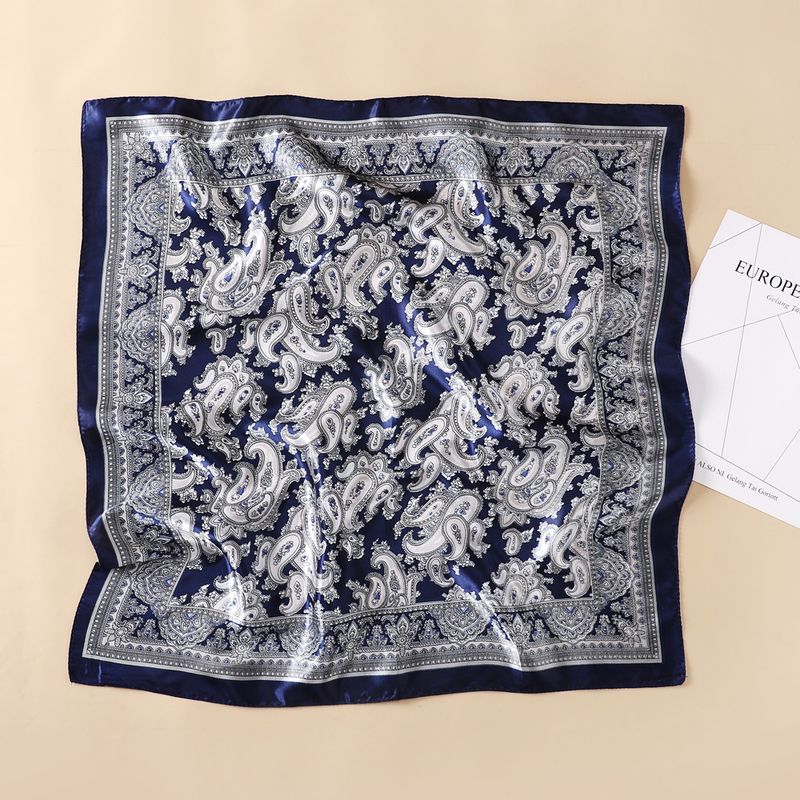 60cm Silk-Like Square Scarf Flight Attendant Style Neck Scarf Elegant Uniform Accessory Handbag Tie_voghion.com