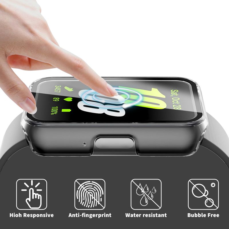 Samsung Galaxy Fit 3 Aksesuarları için Kılıf Her Yönüyle Çizilmez PC Çerçeve Tampon Temperli Cam Galaxy Fit3 Ekran Koruyucu_voghion.com