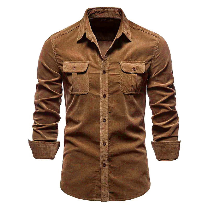 001 In Stock New Spring Cross-Border Men's Multi-Pocket Workwear Long Sleeve Casual Sports Shirt_voghion.com