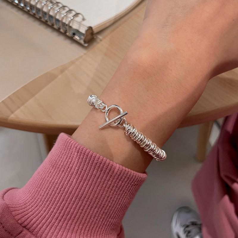 Bracciale con fibbia OT per personalità coreana, stile pesante, stile INS, con cerchi intrecciati, stile Hip Hop, per donna_voghion.com
