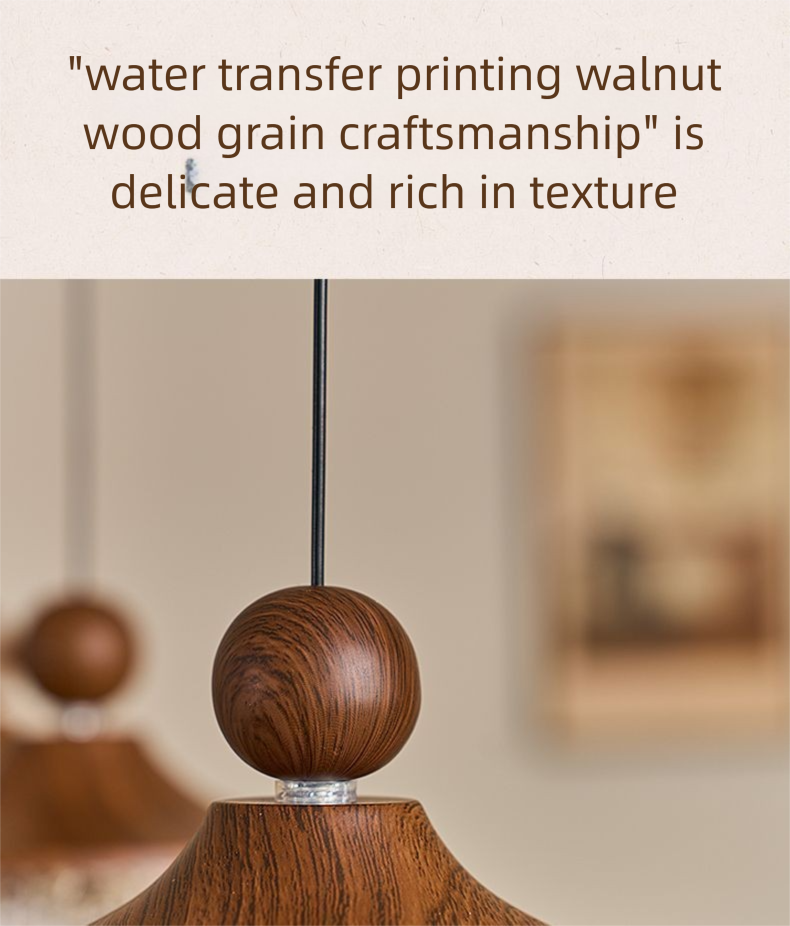 French Vintage Style Water Drop Restaurant Walnut Wood Grain Crystal Three-Head Long Plate Bar Pendant Light_voghion.com