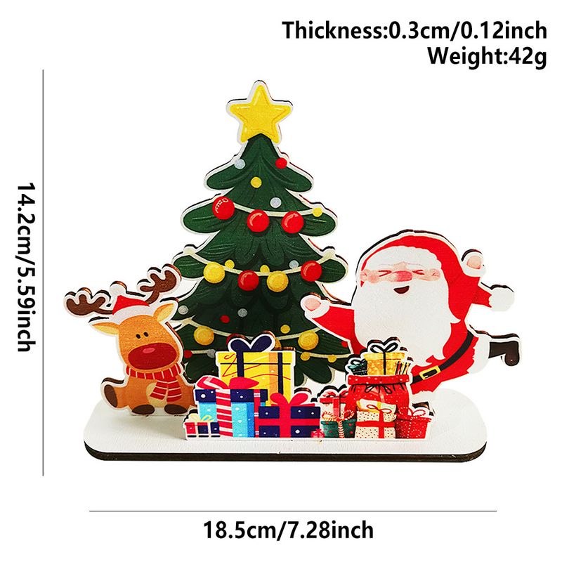 Op voorraad Eve Gift Houten Cartoon Kerstman 3D Kerst Desktop Decoratie Ornament_voghion.com