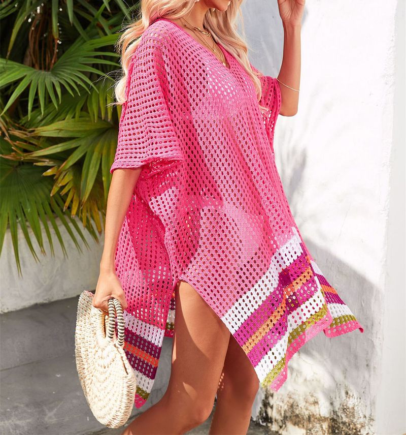 "Women's Loose Beach Cover-Up Knit Crochet Bikini Swimsuit Wrap Lightweight Breathable Summer Boho Style"_voghion.com