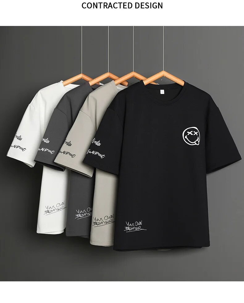 American Versatile Herren Kurzes Instagram Trendy Loose Oversized Top Sommer Paar Halbarm T-Shirt_voghion.com