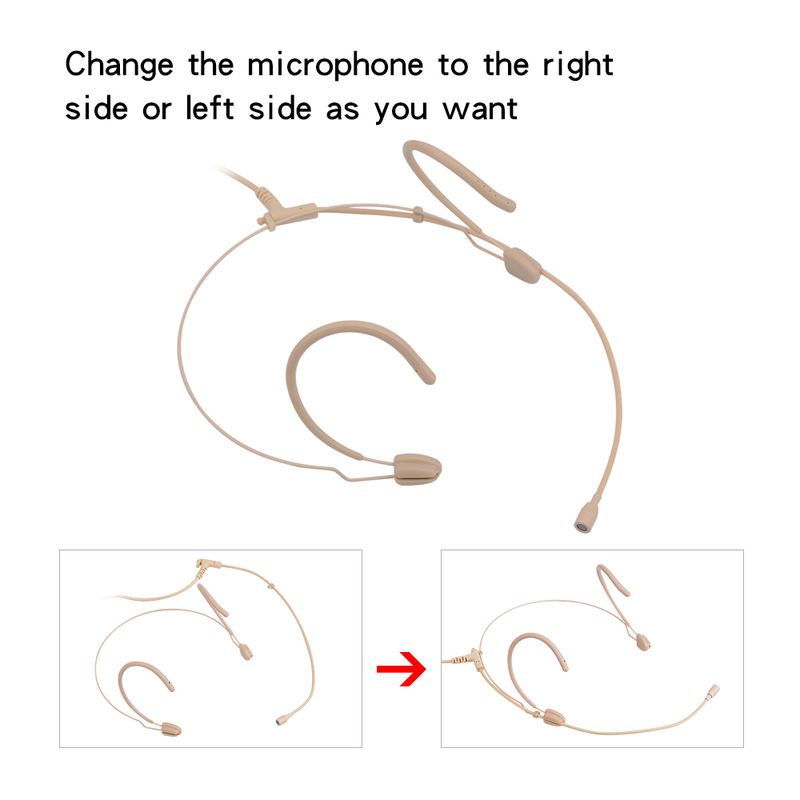 Upgrade Version Electret Condenser Headworn Headset Microphone Ear Hanging Mini 4Pin For Audio Technica Body-Pack Thick_voghion.com