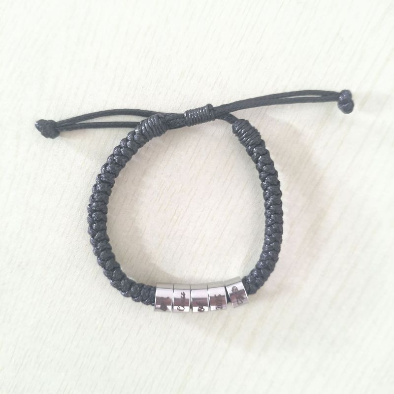 Bracciale da uomo in acciaio inossidabile marrone piatto, fatto a mano, intrecciato, regalo per la laurea e il ritorno a scuola_voghion.com