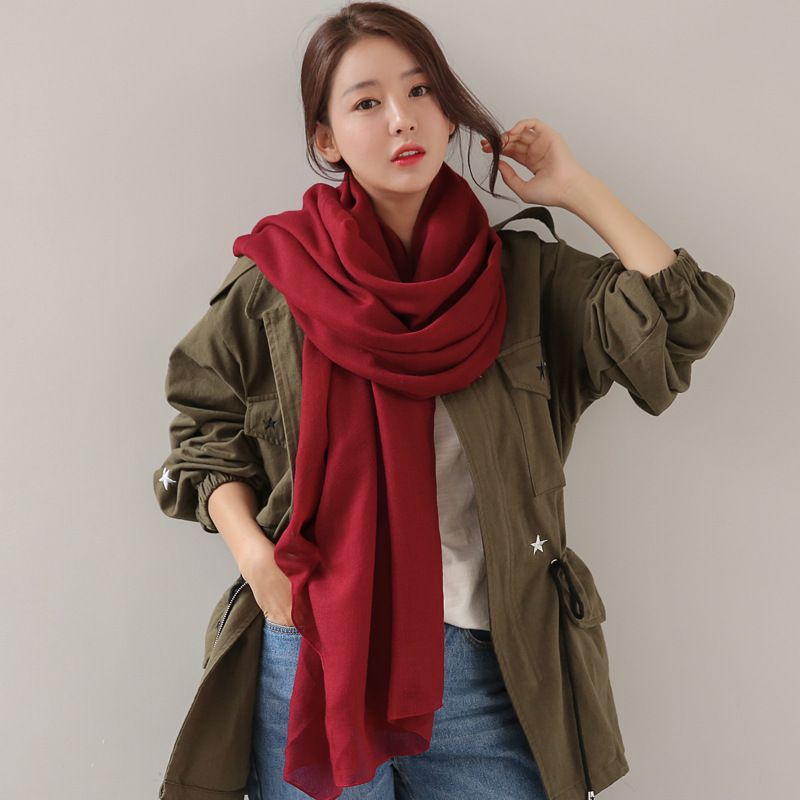 1,8 m Baumwolle Damen Winter Großer Schal Dual Use Koreanische Version Langer Frühling und Herbst Vielseitiger Studentenschal Rein_voghion.com