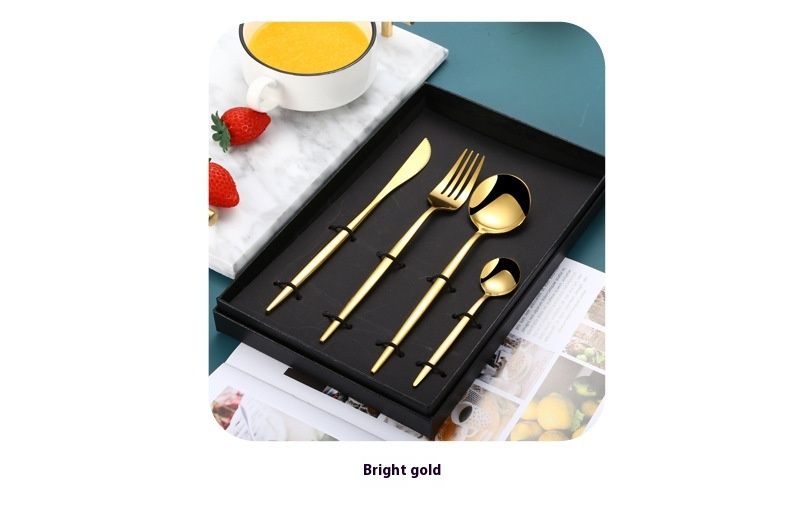 Coltello, forchetta, cucchiaio in acciaio inossidabile Stoviglie da 4 pezzi, cucchiaini da caffè in stile europeo portoghese e occidentale, creativi_voghion.com