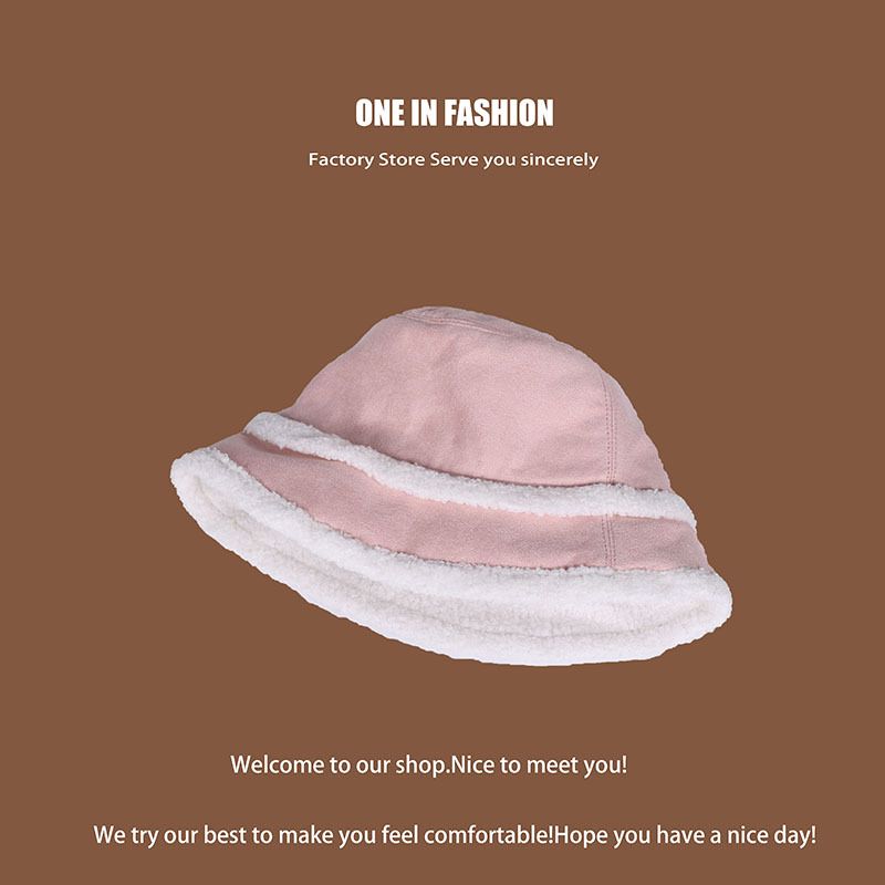 Verdikte suède emmerhoed Vrouwen dragen veelzijdige gezicht Lamswol warme bassin hoed in de herfst en winter_voghion.com