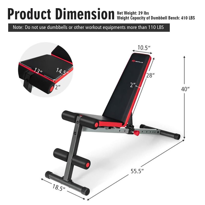 Strong And Tough Construction Multi-function Weight Bench With Adjustable Backrest_voghion.com