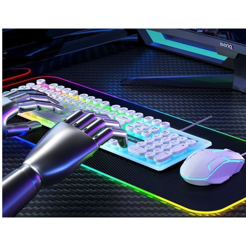 Wired Silent Keyboard And Mouse Set Mechanical Feel USB Computer Laptop Universal Office Typing Essential_voghion.com