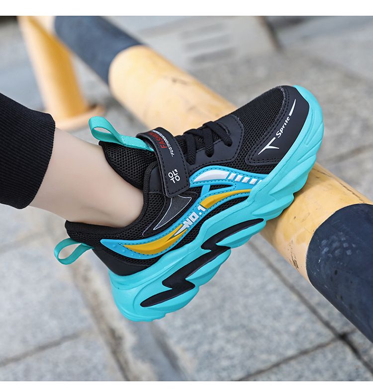 Kinderschuhe Jungenschuhe 7 12 Jahre alt neue atmungsaktive Mesh-Schuhe Lederoberfläche verschleißfeste weiche Sohle mittlere und große Kindersportschuhe_voghion.com