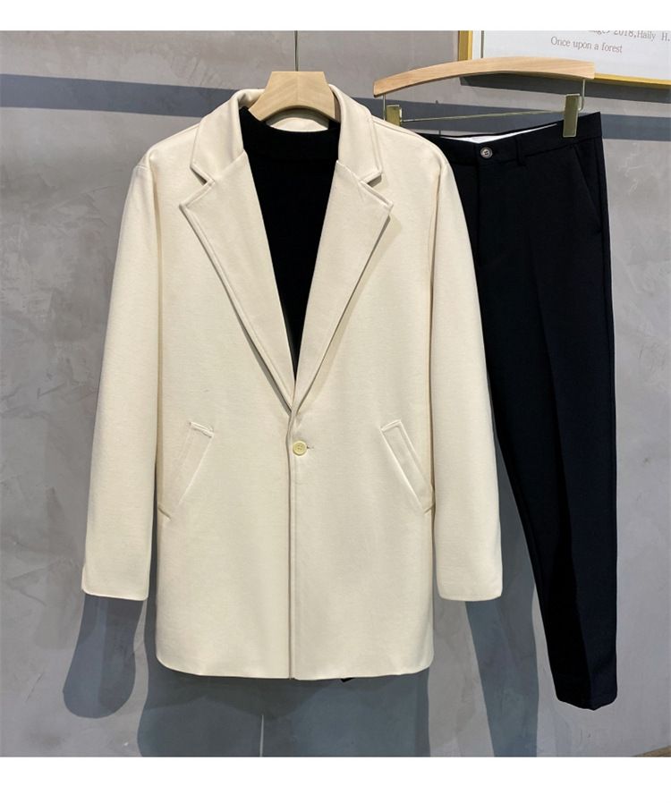 Men’s Korean-Style Wool Blend Suit Jacket – Autumn & Winter Casual Blazer, Slim Fit, Office & Smart Casual (Black/Grey/Brown/Blue/Khaki, S-4XL)_voghion.com