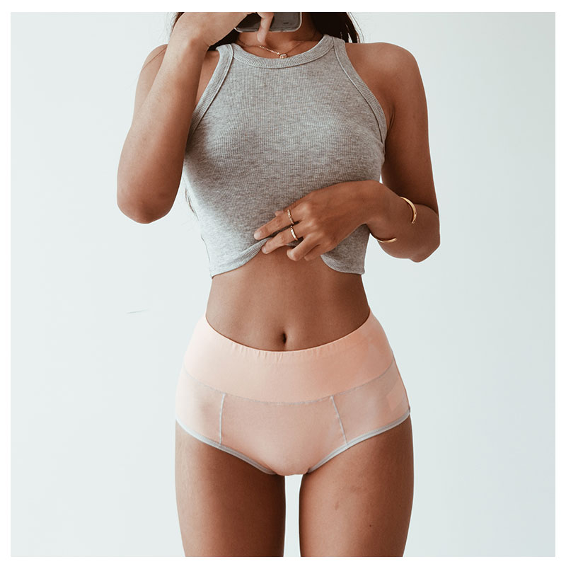 Women's clothing cotton inseam high waist women's cotton sexy and comfortable hip-covering underwear thin belly-control briefs_voghion.com