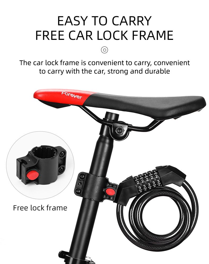 lucchetto a combinazione antifurto per bicicletta lucchetto per bicicletta a cinque cifre portatile cavo in acciaio audace e longevo con staffa lucchetto per auto_voghion.com