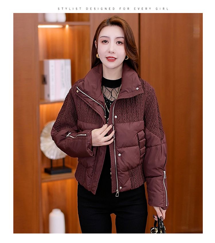 Daunenbaumwolle Modische Herbst- und Winterdünne Jacke Damen Daunenbaumwolljacke Kurz Warm Ausländischer Stil Kleiner Mann_voghion.com