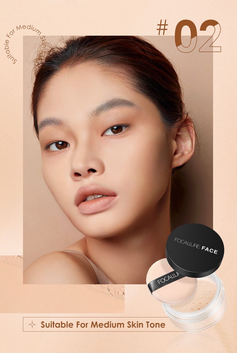 Cipria in polvere libera Focallure Invisible Finish, Cipria in polvere libera per il viso ..._voghion.com