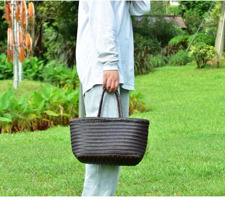 Handtaschen Damen Echtleder Schulter Weben Lässige Einkaufstasche Vintage Große Tragetasche Geldbörse Rindsleder Kreuz Handtaschen_voghion.com