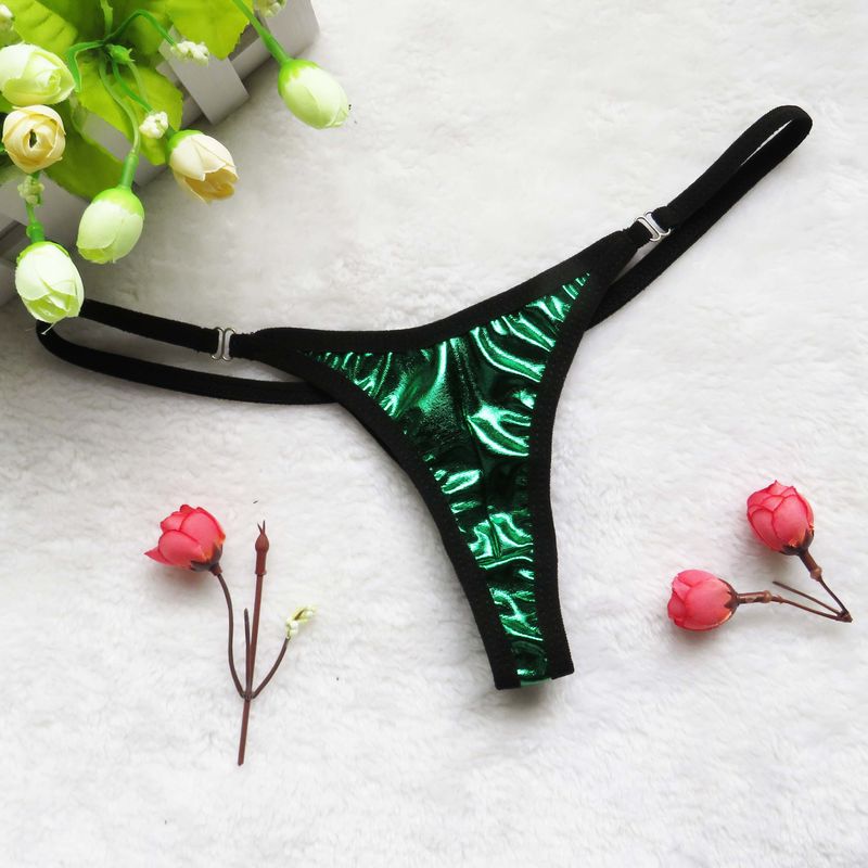 Dámské spodní prádlo, sexy, průsvitné kalhotky ve tvaru T, dámské mini plavky s T-backem, lakované kožené plavky_voghion.com